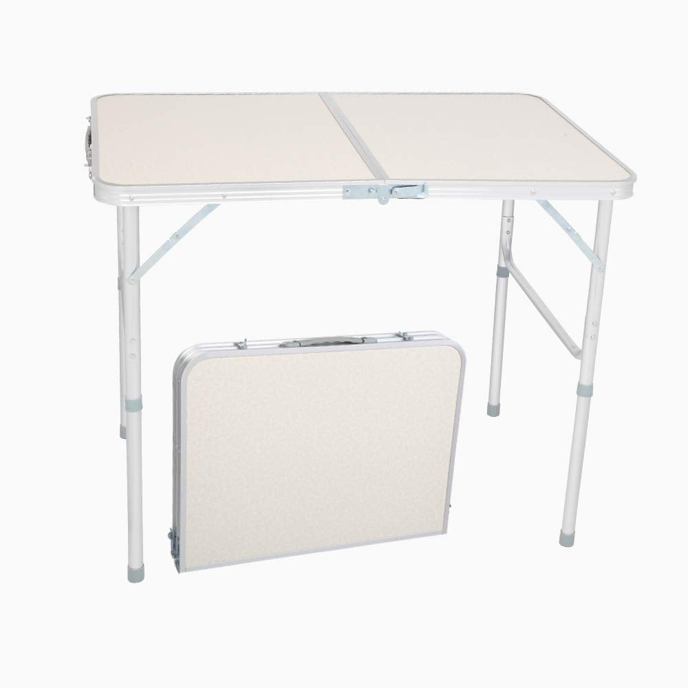 White 3 Foot Plastic Folding Table with Carrying Handle T94985