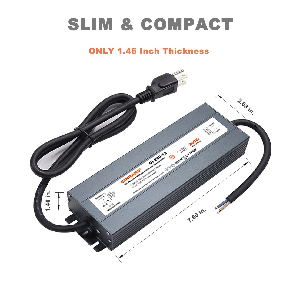 200W IP67 Waterproof Constant Voltage LED Driver Power Supply Transformer I786686