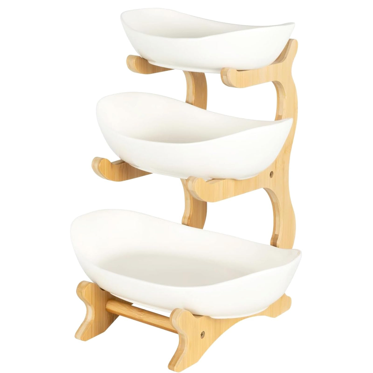 3-Tier Oval Fruit Basket with Bamboo Stand O26069