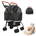 Black Foldable Pet Stroller with Storage Basket U71286