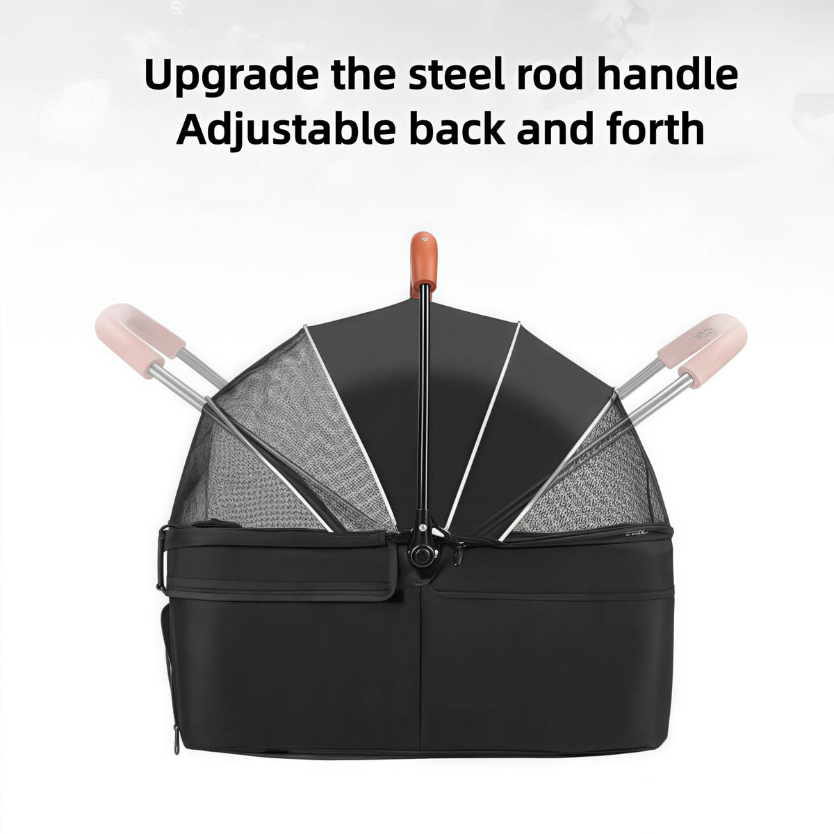 Black Foldable Pet Stroller with Storage Basket U71286