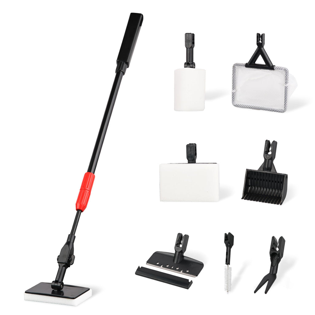 7 in 1 Aquarium Cleaning Kit with Algae Scraper, Fish Net, Gravel Rake & Brush X328296
