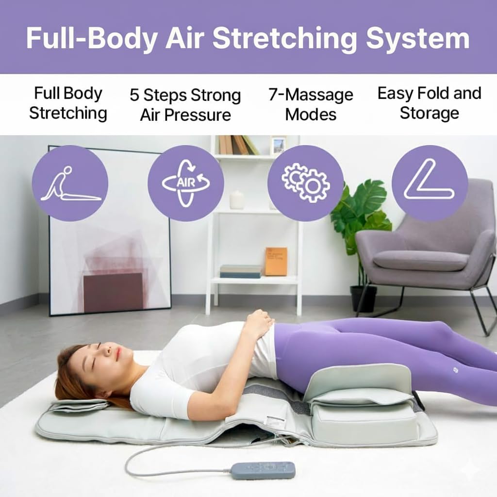 Full Body Stretching Massage Mat, 26 Air Cells, 7 Modes J3743