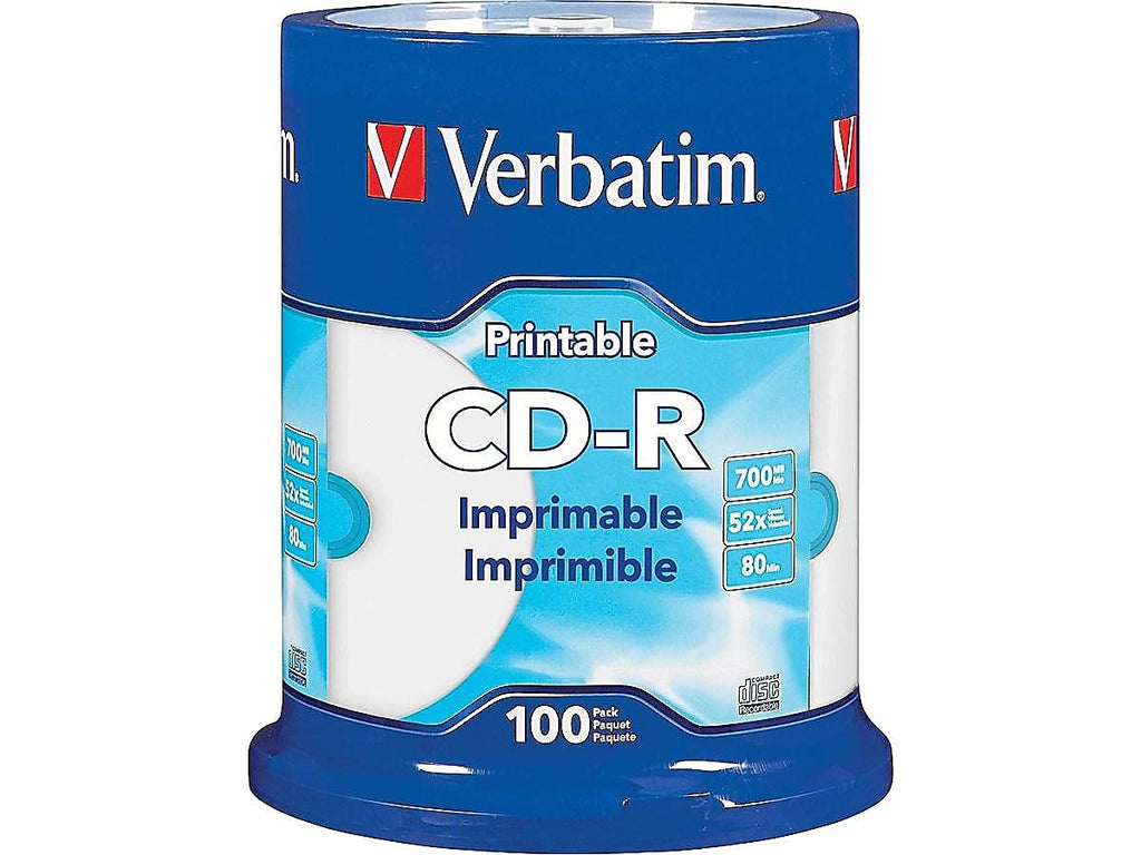 CD-R 52X 700MB/80 Minute White Inkjet Printable 100 Pack Spindle G730989