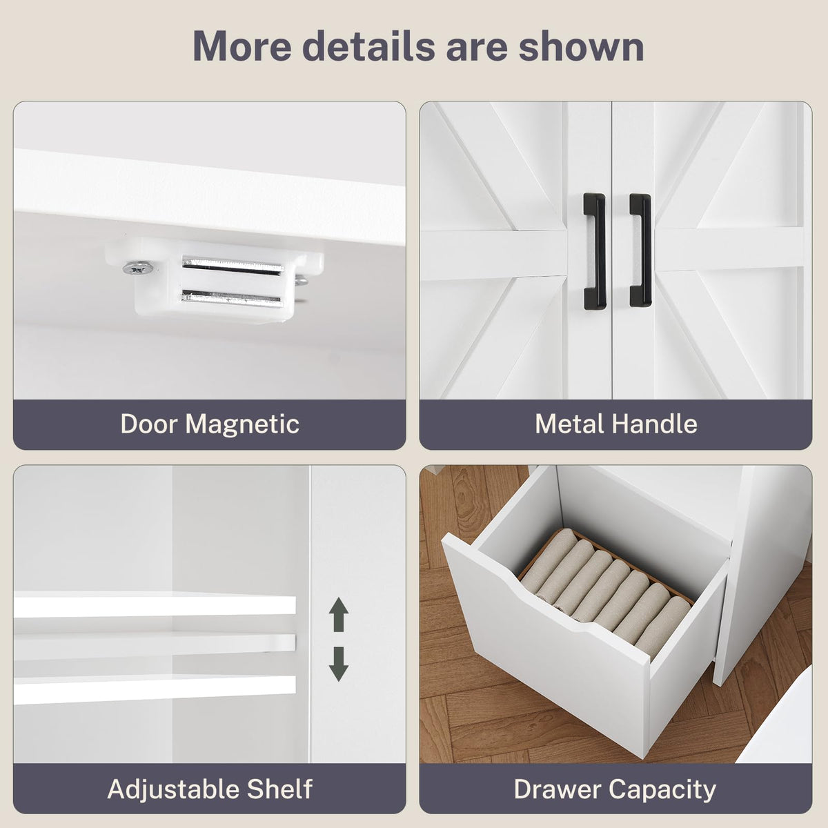 White Over the Toilet Storage Cabinet with 2 Removable Drawers C348245