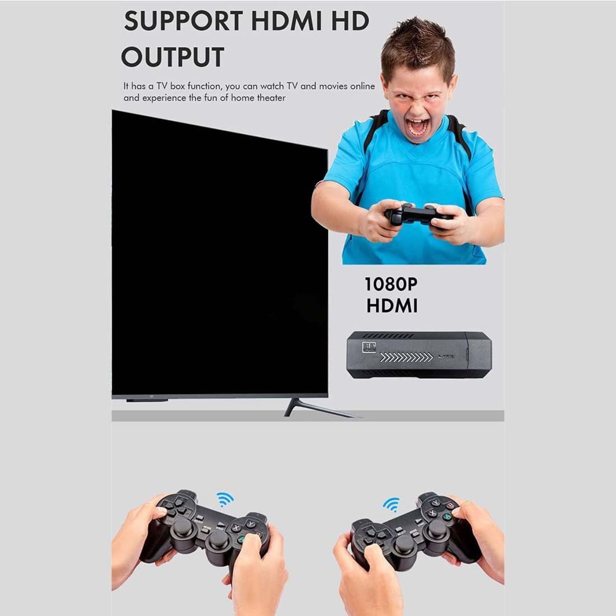4K Retro Game Stick with 2 Wireless Controllers 64GB W642784