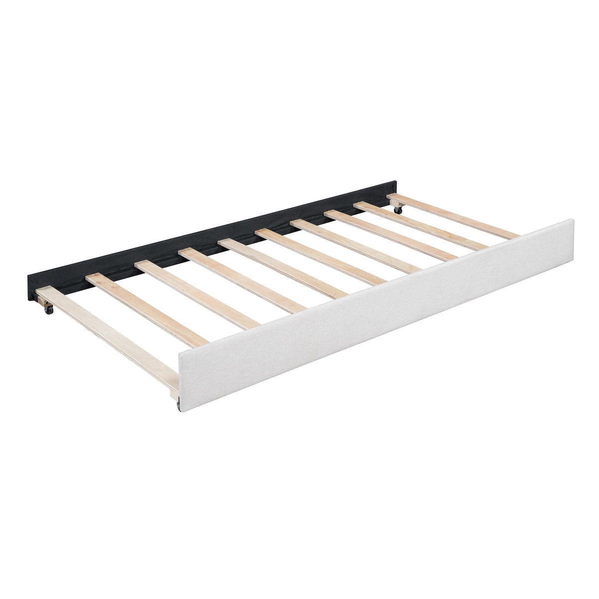 Beige Linen Twin Daybed with Pull-Out Trundle F564954