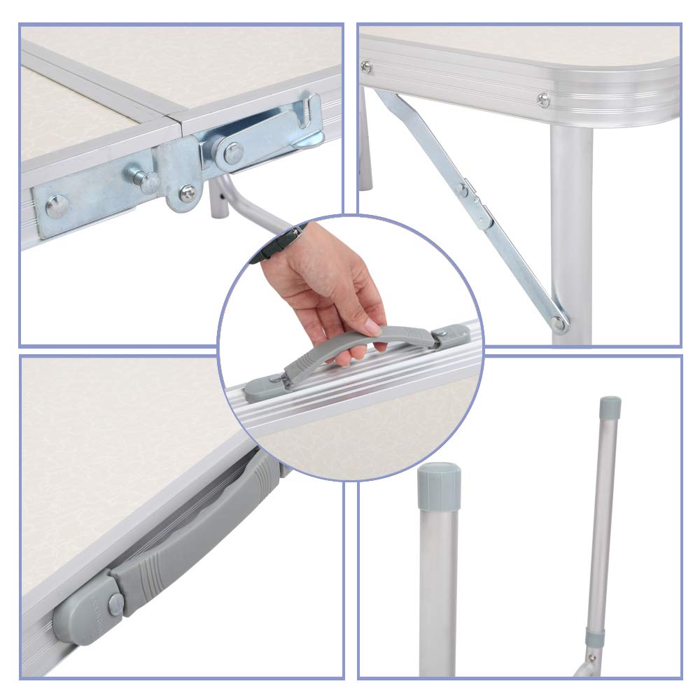 White 3 Foot Plastic Folding Table with Carrying Handle T94985