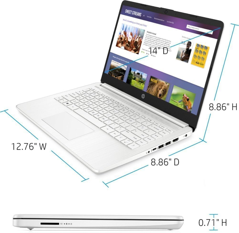 14" HD Laptop Intel Celeron N4500 4GB RAM 64GB eMMC Snowflake White Q7022