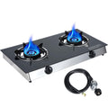 2-Burner Propane Gas Cooktop Portable Tempered Glass Stove E291