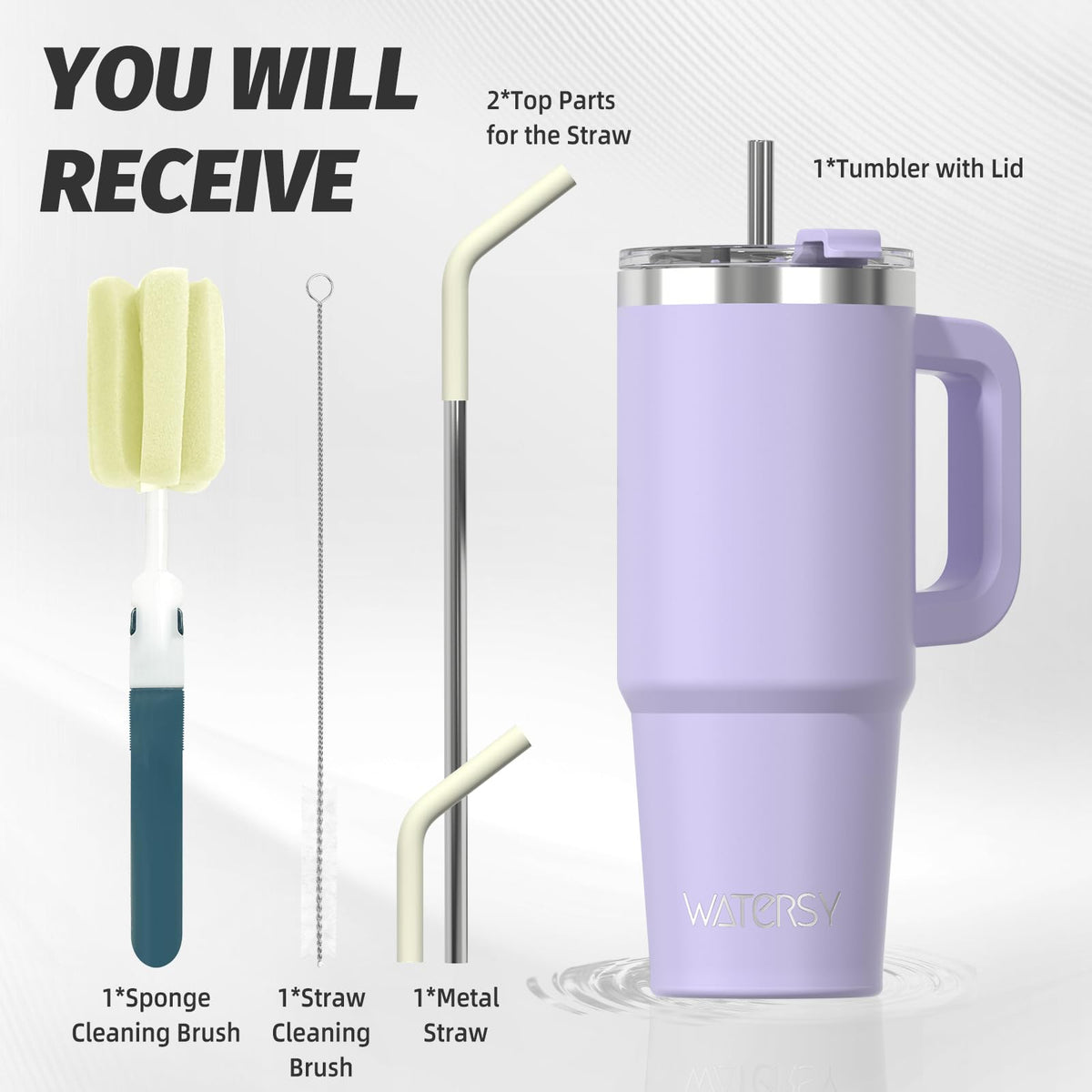 20 oz Insulated Stainless Steel Tumbler with Handle, Lid and Straw P7680