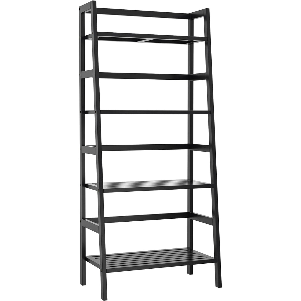 Black 4-Tier Bamboo Ladder Shelf D106492