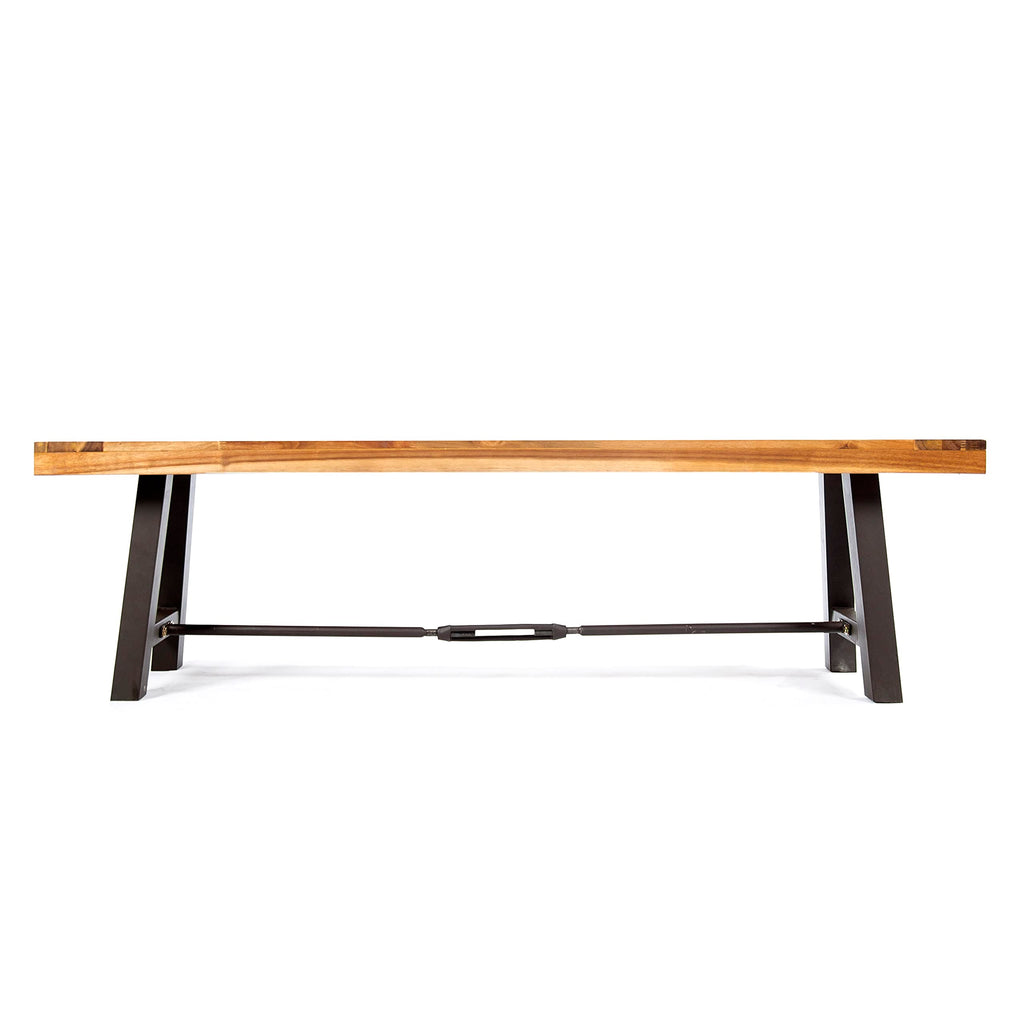 Acacia Wood Outdoor Bench with Metal Accents U807394