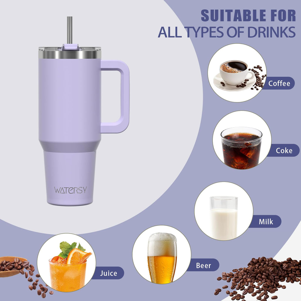 20 oz Insulated Stainless Steel Tumbler with Handle, Lid and Straw P7680