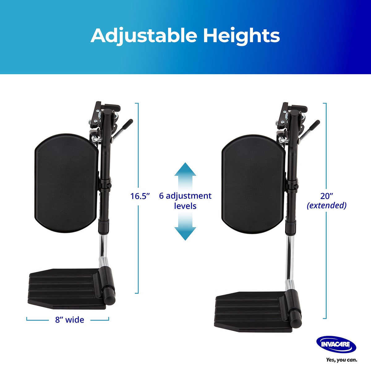 Adjustable Aluminum Wheelchair Elevating Legrest with Padded Calf Support H713881