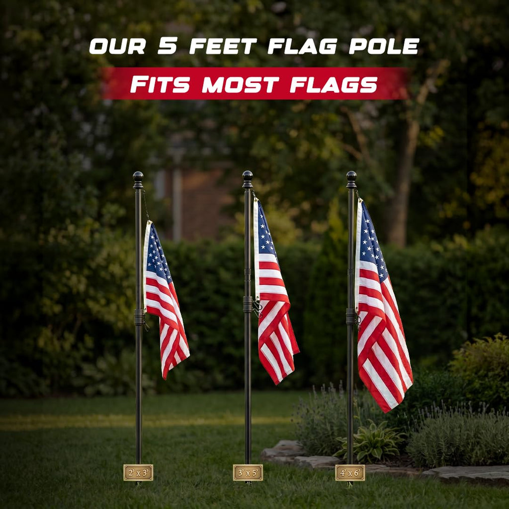 5FT Black Heavy Duty Flag Pole Kit with Bracket Z378593