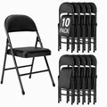 Black Folding Chairs with Padded Cushion, 10 Pack M583575
