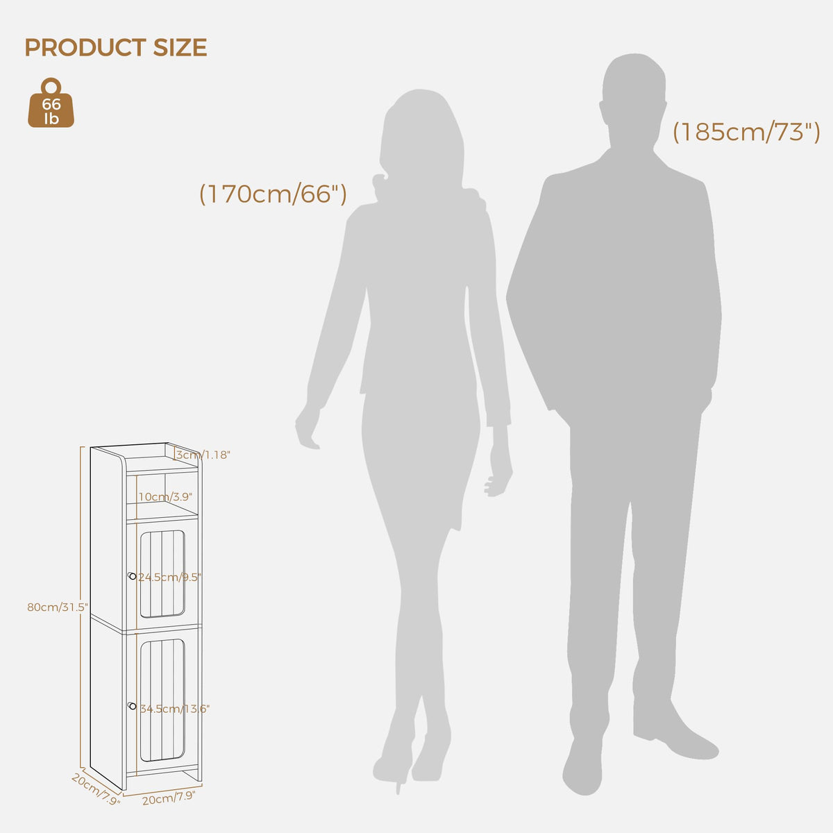 Small 2 Doors Narrow Bathroom Storage Cabinet A338779