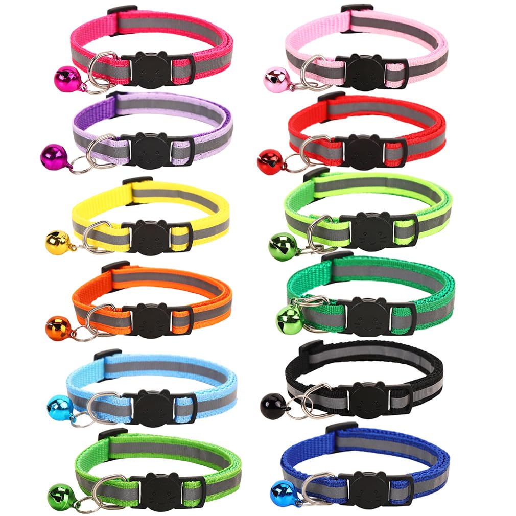 12 Pack Reflective Breakaway Cat Collars with Bell X1764