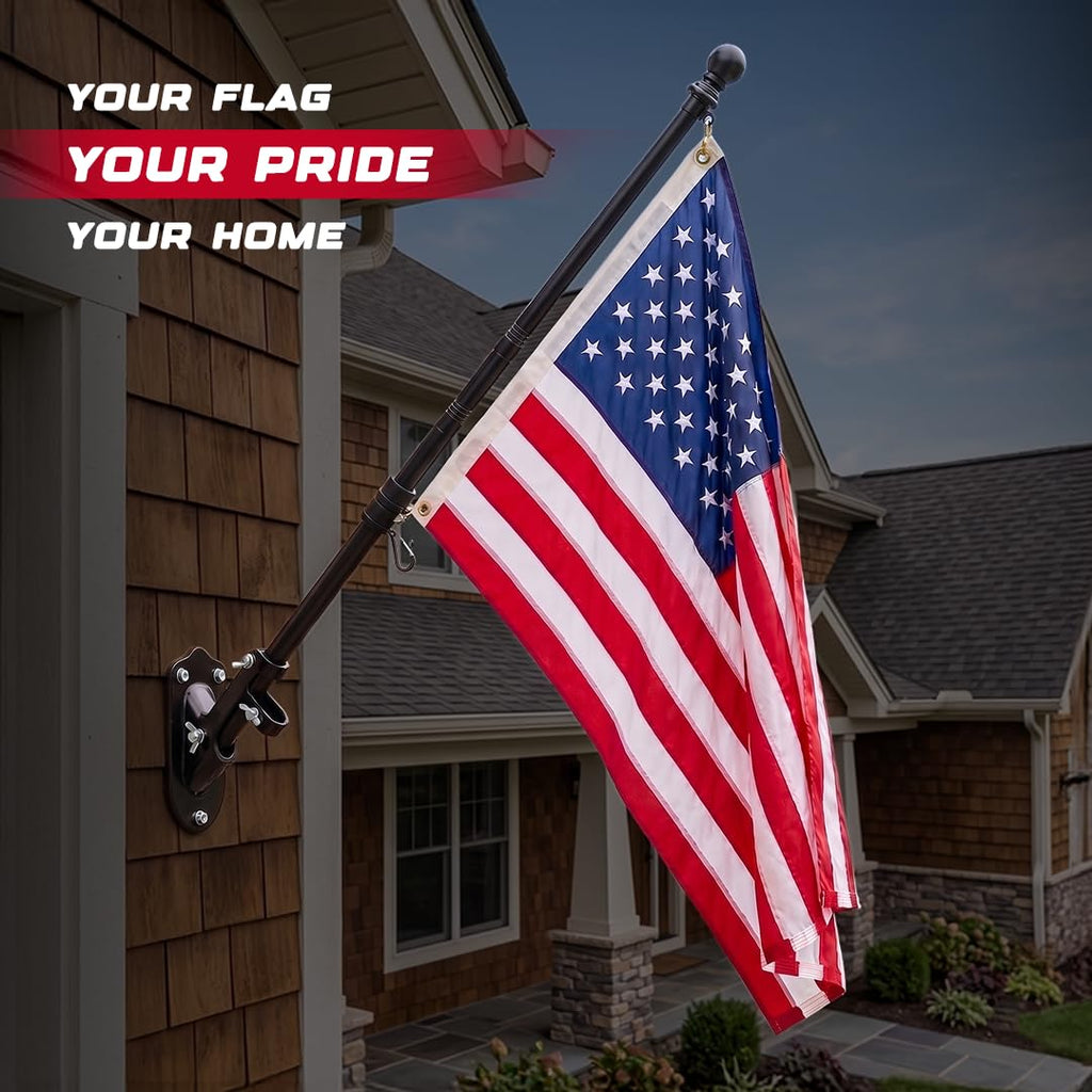 5FT Black Heavy Duty Flag Pole Kit with Bracket Z378593