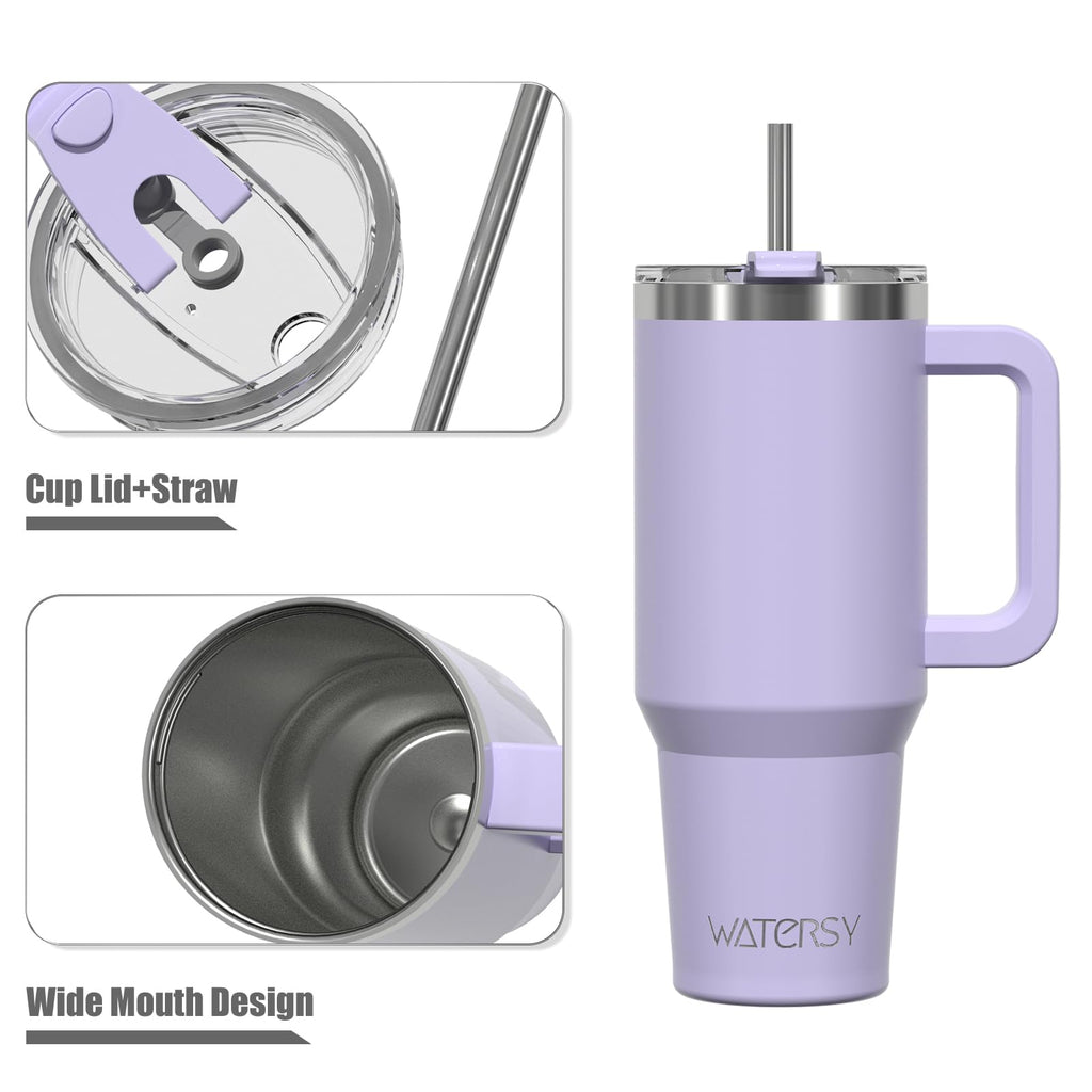 20 oz Insulated Stainless Steel Tumbler with Handle, Lid and Straw P7680