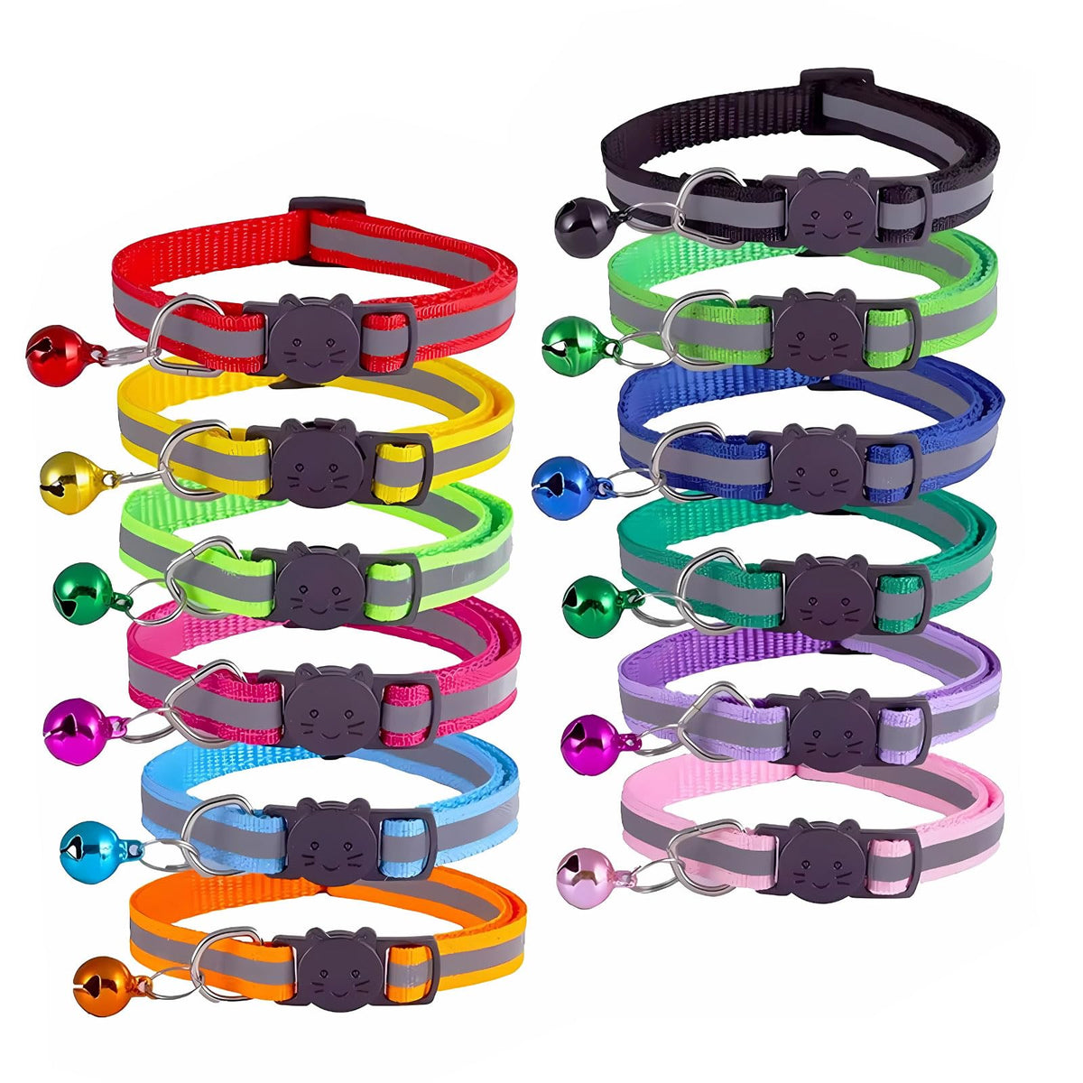 Reflective Breakaway Cat Collar with Bell 12-Pack U4687