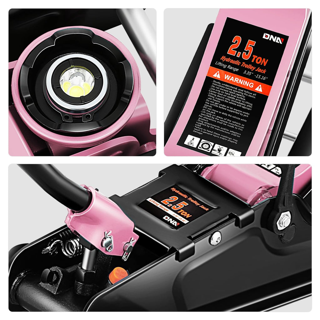 Low Profile Hydraulic Trolley Floor Jack 2.5 Ton Pink M4095