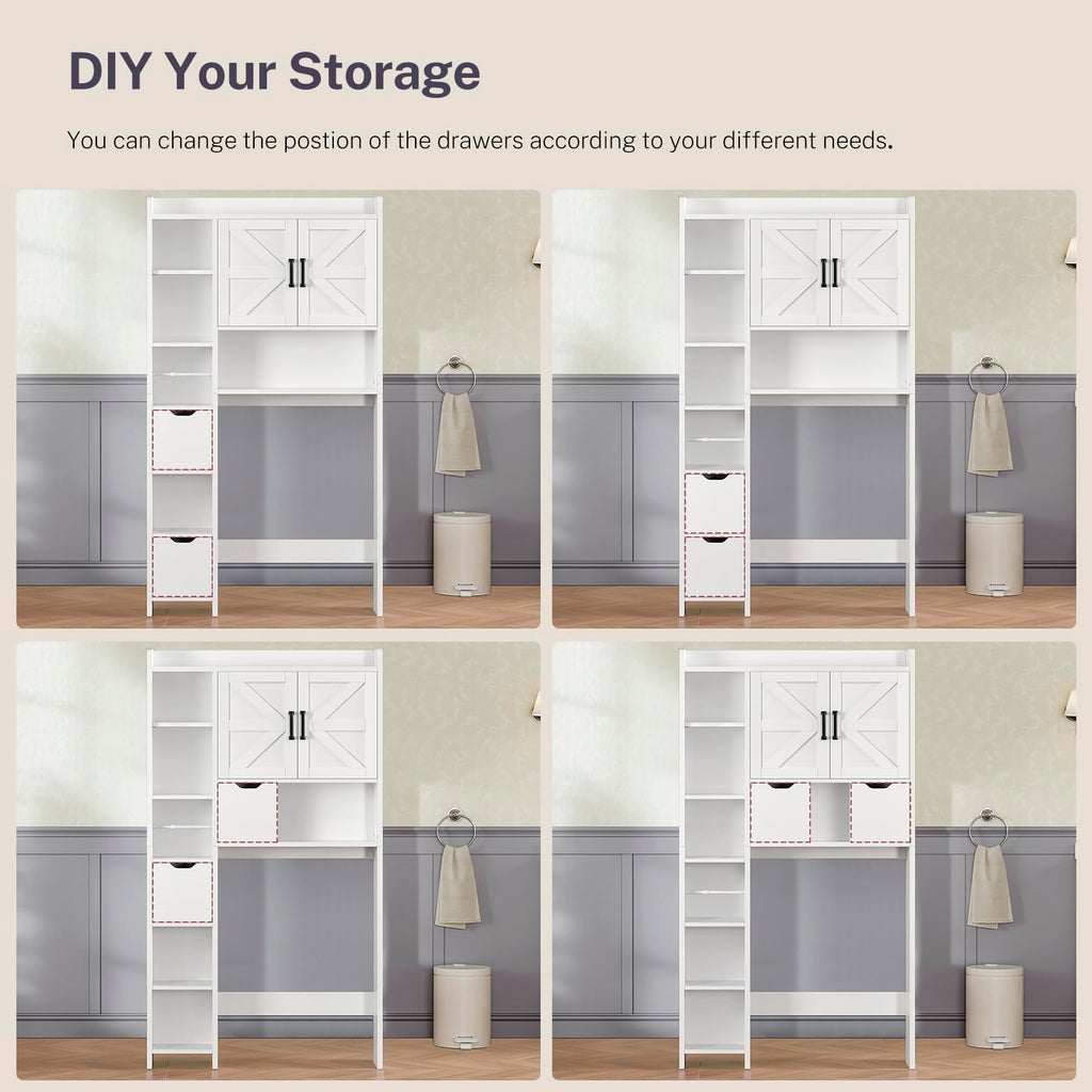 White Over the Toilet Storage Cabinet with 2 Removable Drawers C348245