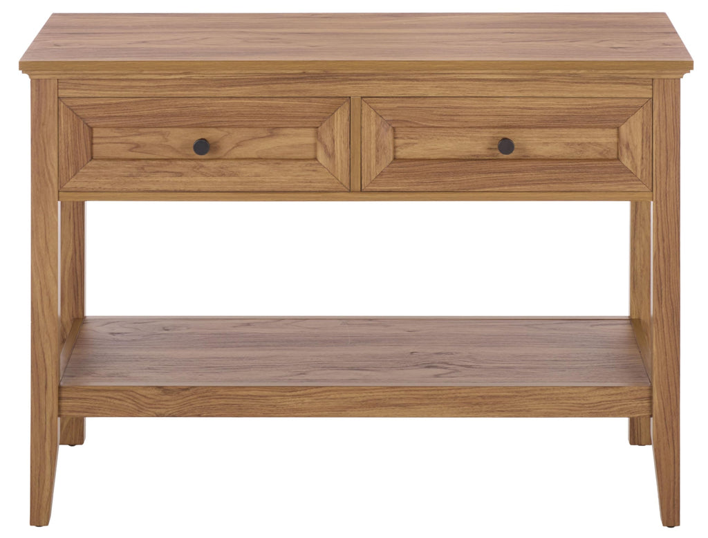 Oak 2-Drawer Console Table with Shelf Storage D350