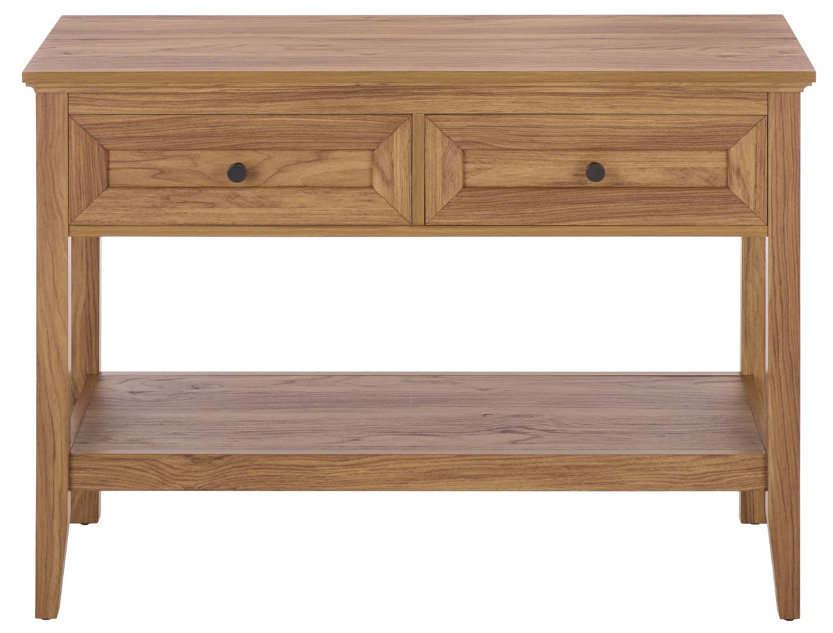 Oak 2-Drawer Console Table with Shelf Storage D350