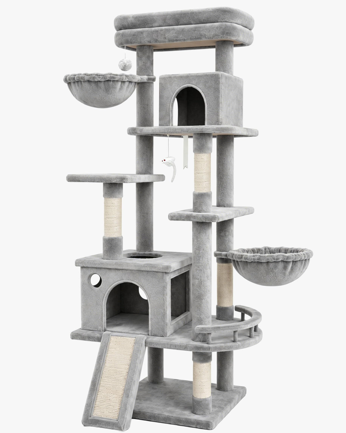 70 Inch Cat Tree with Scratching Post and Hammock Y535893