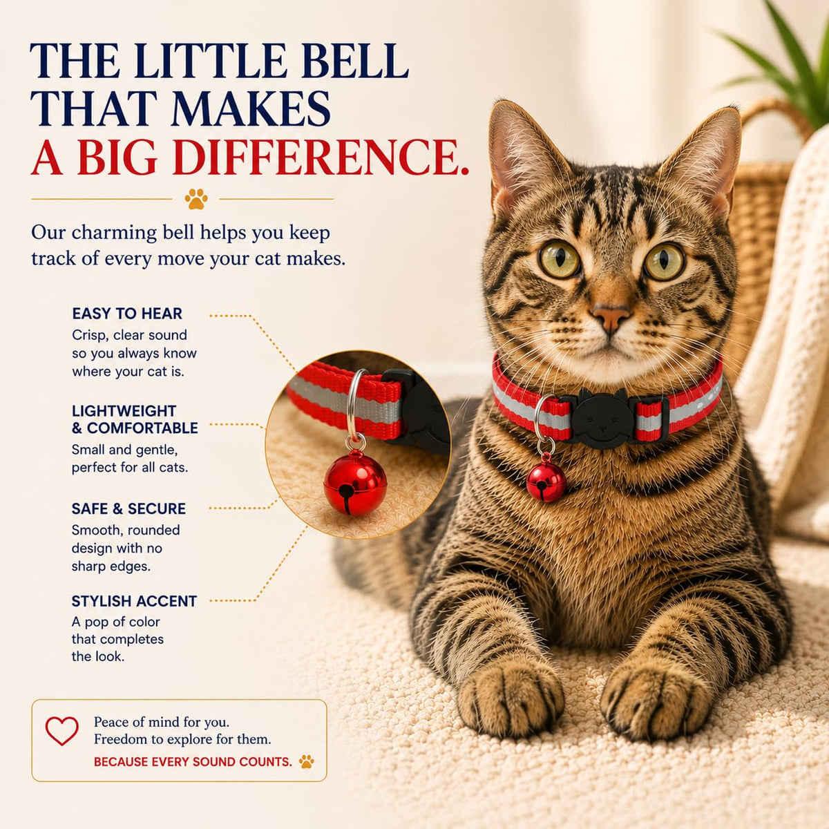 Reflective Breakaway Cat Collar with Bell 12-Pack U4687
