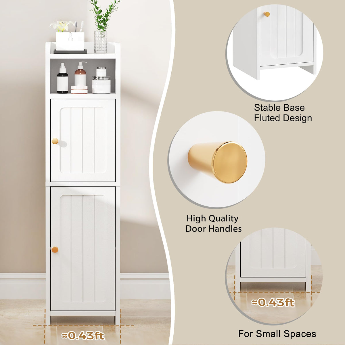Small 2 Doors Narrow Bathroom Storage Cabinet A338779