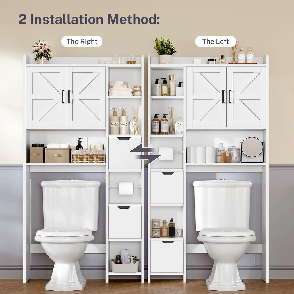 White Over the Toilet Storage Cabinet with 2 Removable Drawers C348245