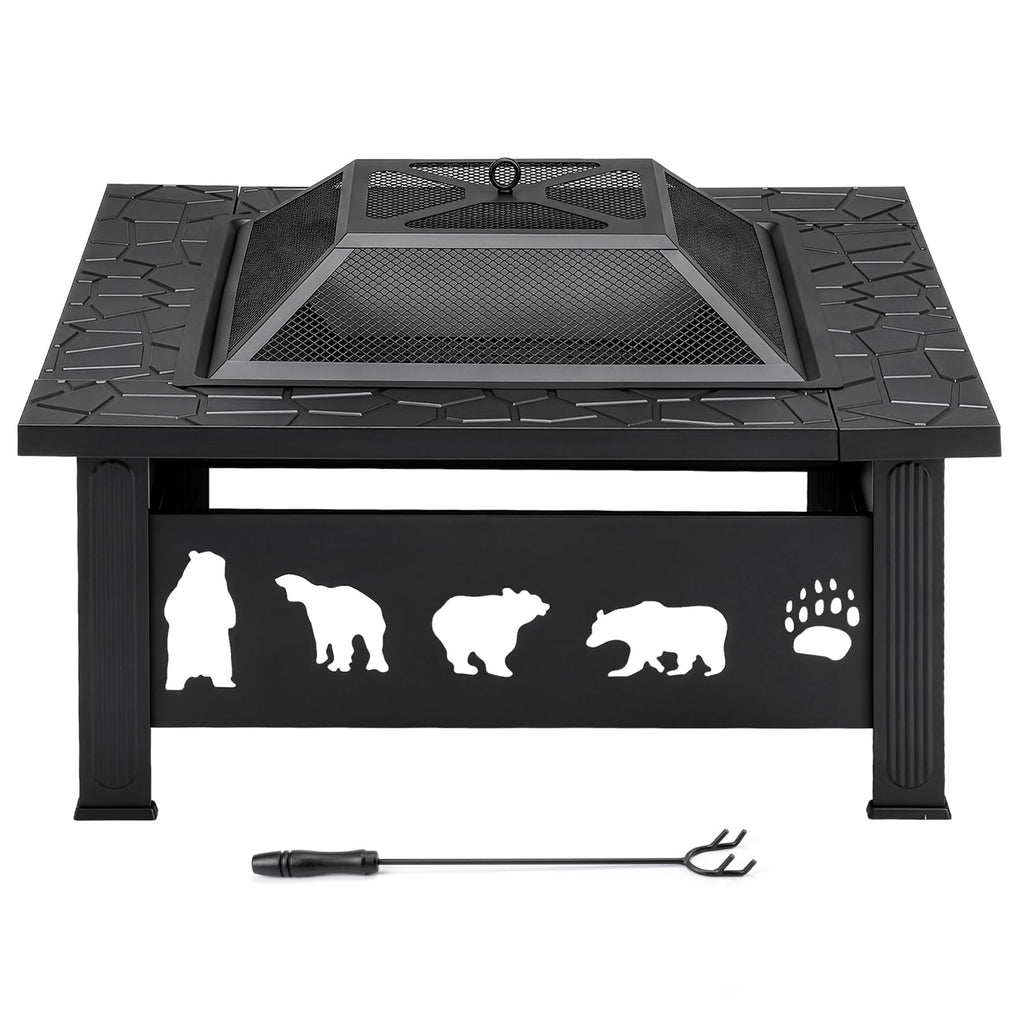 32 Inch Square Wood Burning Fire Pit Table M254