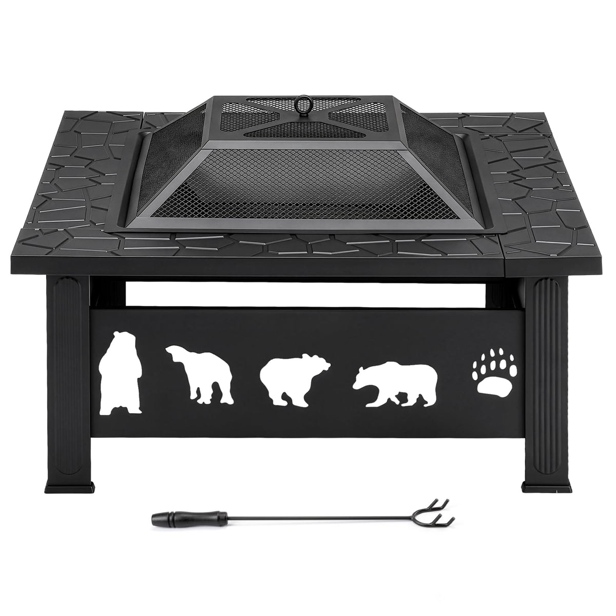 32 Inch Square Wood Burning Fire Pit Table M254
