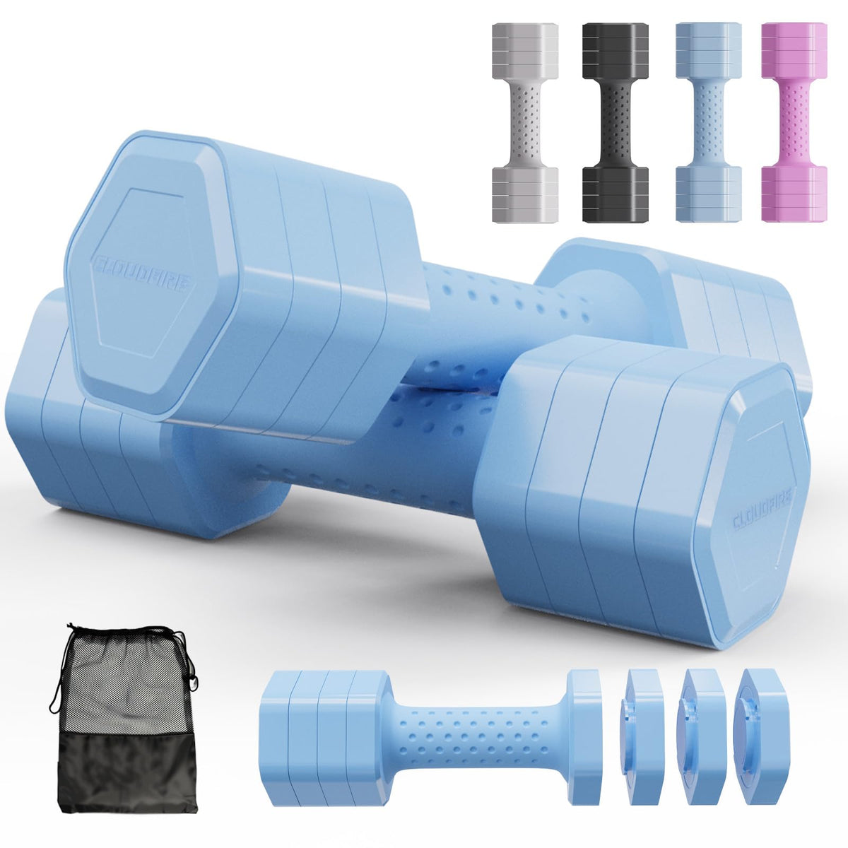 Adjustable 4 in 1 Dumbbell Set of 2, 5 lb K47441