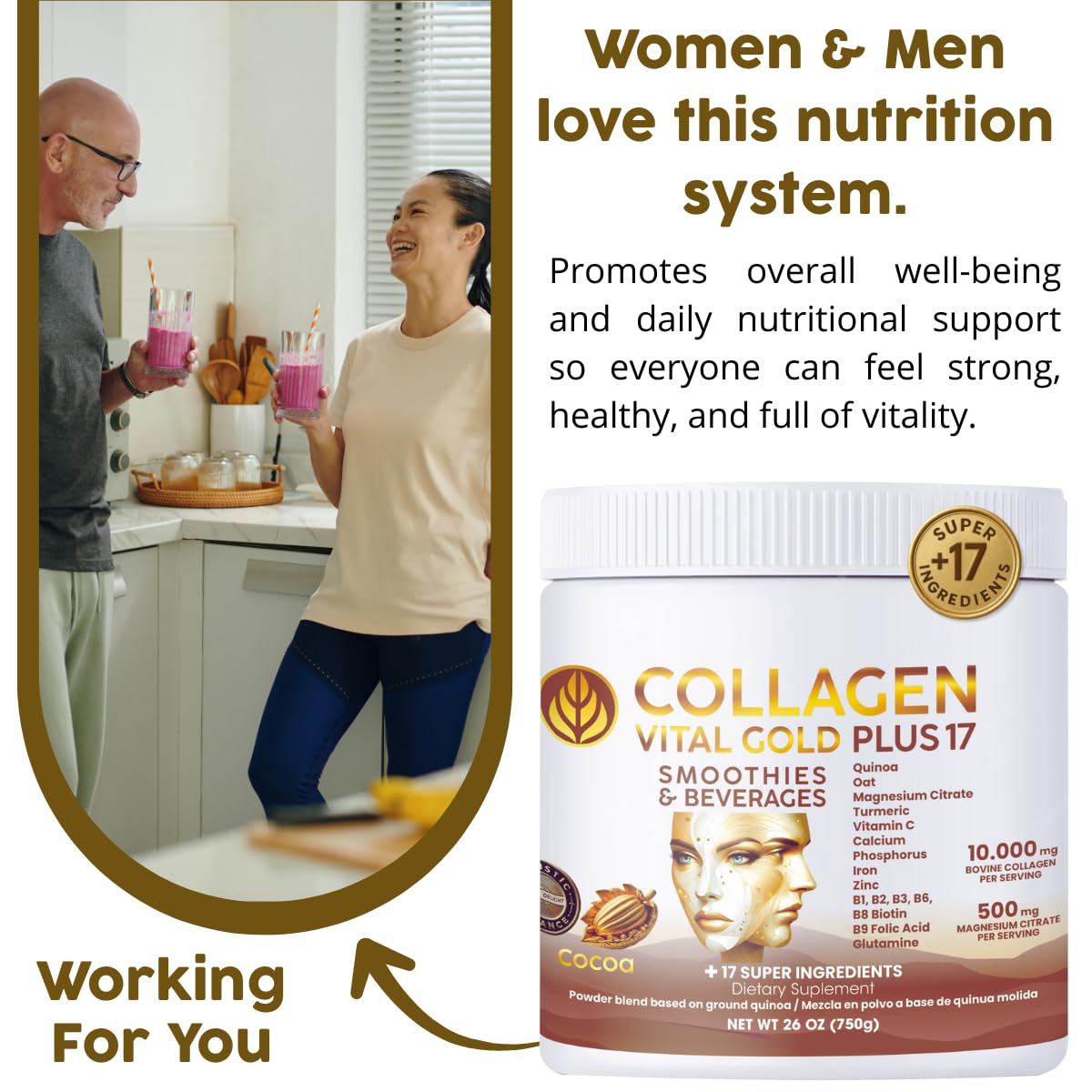 Collagen Peptides Powder Cocoa Flavor 26 oz D6836