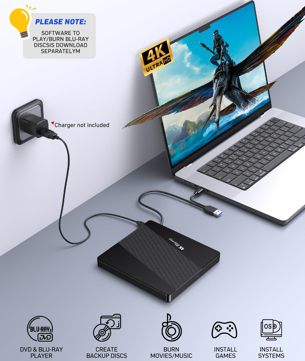 4k Blu Ray Drive with Carry Case T6853