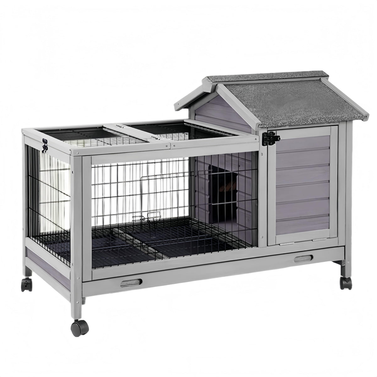 Wooden Rabbit Hutch with Removable Wire Netting and Leak Proof Tray I5553
