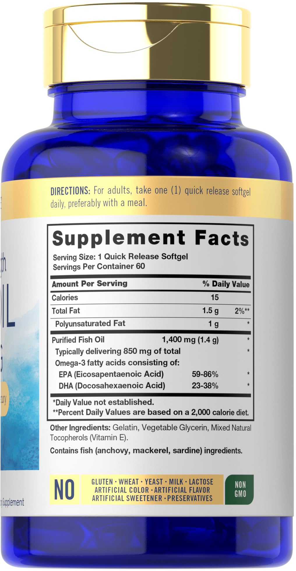 Omega 3 Fish Oil 1400 mg 60 Softgels L9250