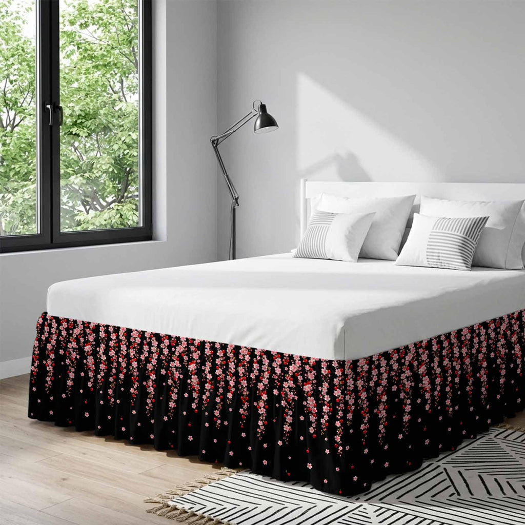 Pink Floral Ruffled Wrap Around Bed Skirt California King 18" Drop Y966421