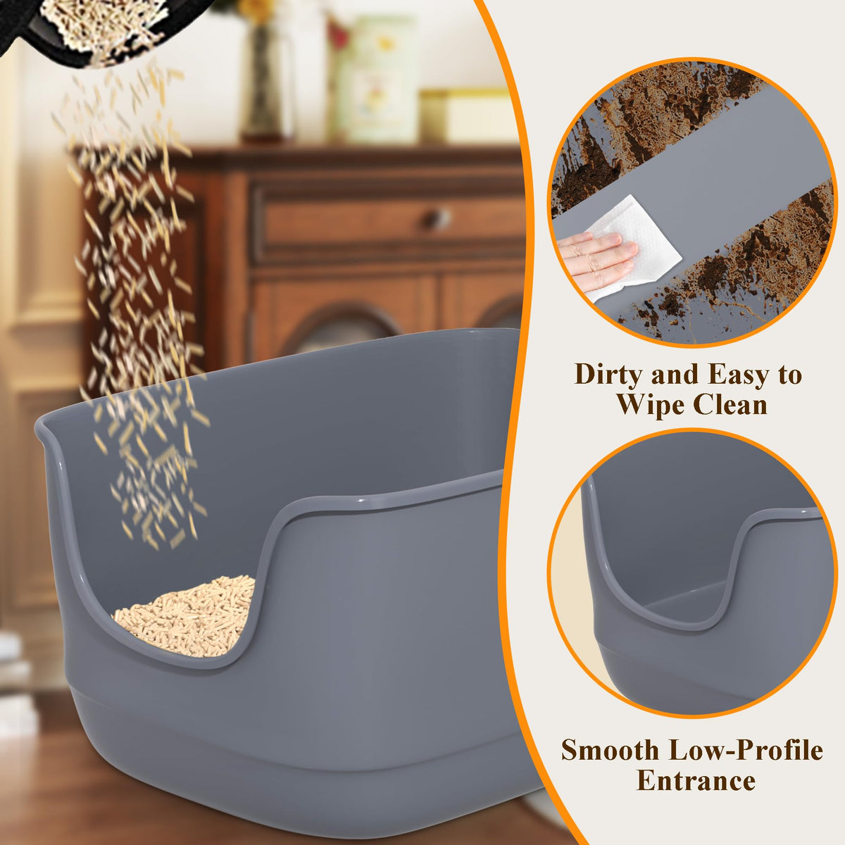 Large High Sided Anti-Splashing Cat Litter Box B547928