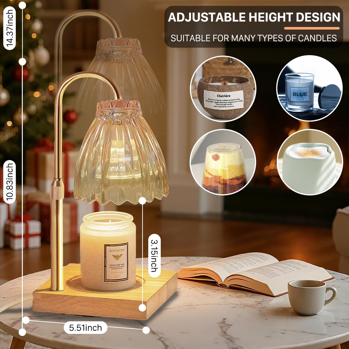 Dual Bulbs Dimmable Adjustable Height Candle Warmer V979944