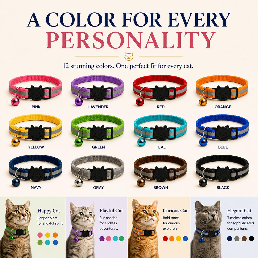 Reflective Breakaway Cat Collar with Bell 12-Pack U4687