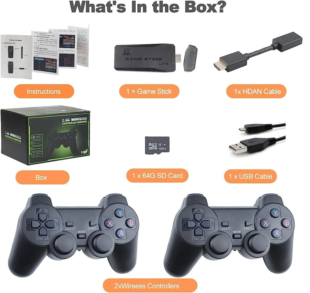 Retro Game Console Plug and Play 4K HDMI 15 Classic Emulators Dual 2.4G Wireless Controllers G155