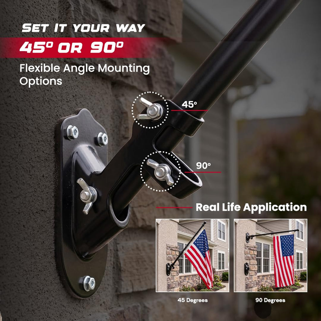 5FT Black Heavy Duty Flag Pole Kit with Bracket Z378593