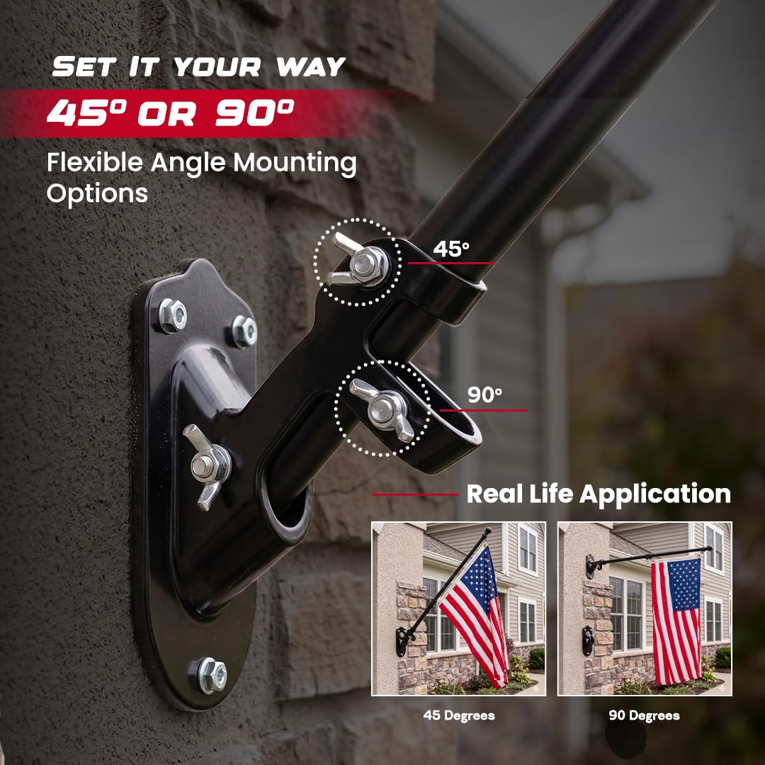 5FT Black Heavy Duty Flag Pole Kit with Bracket Z378593