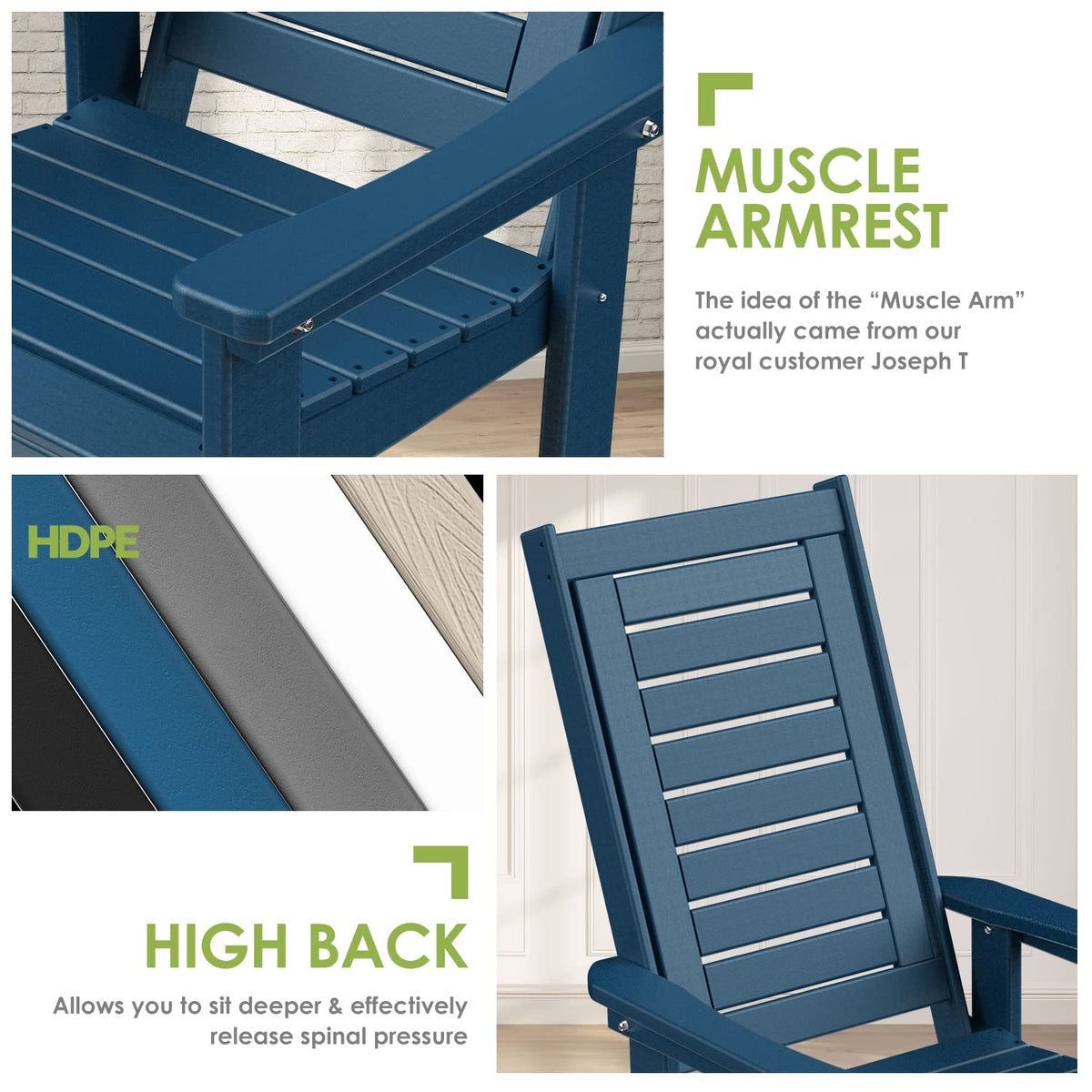 Oversized Outdoor Rocking Chairs Set of 2 Blue K930749