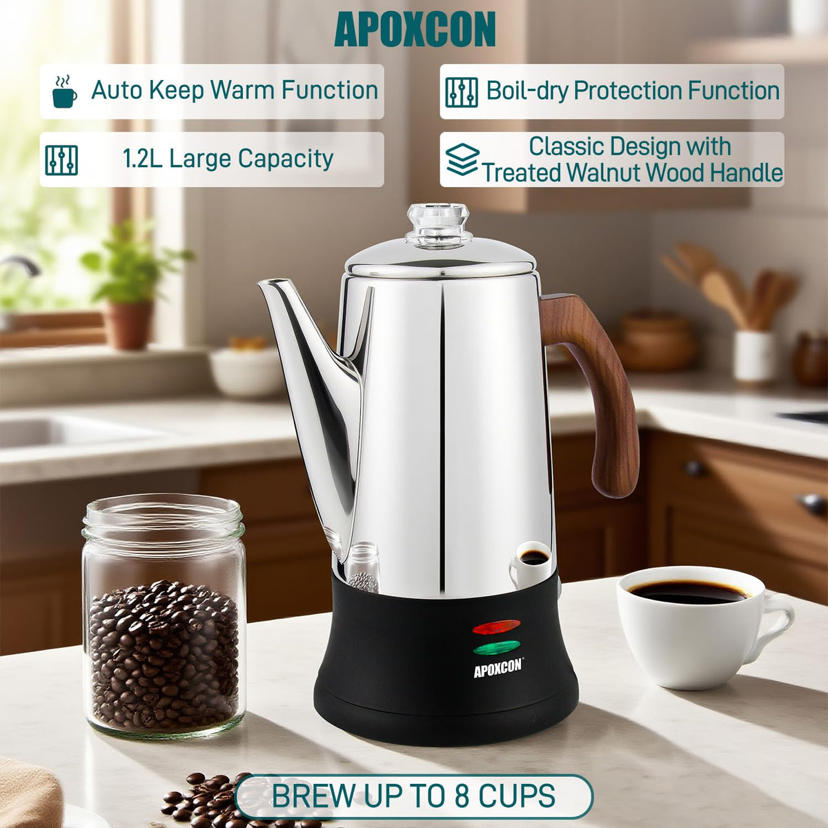Electric Stainless Steel Coffee Percolator 8 Cup S6220